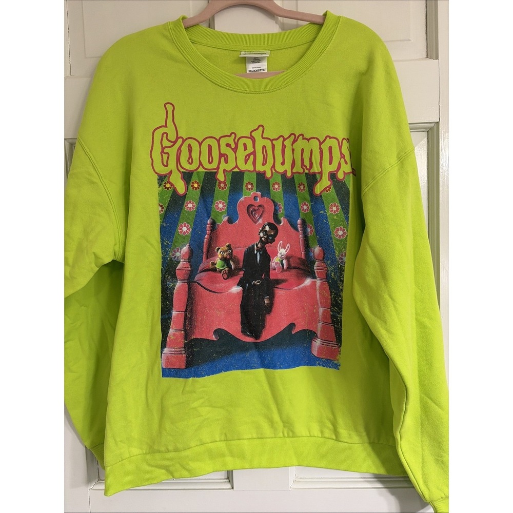 Goosebumps Slappy Sweatshirt Neon Lime Green Long Sleeve Crewneck XXL NWT
